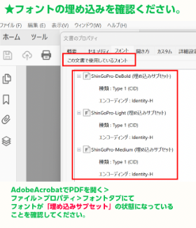 フォントの埋め込みを確認